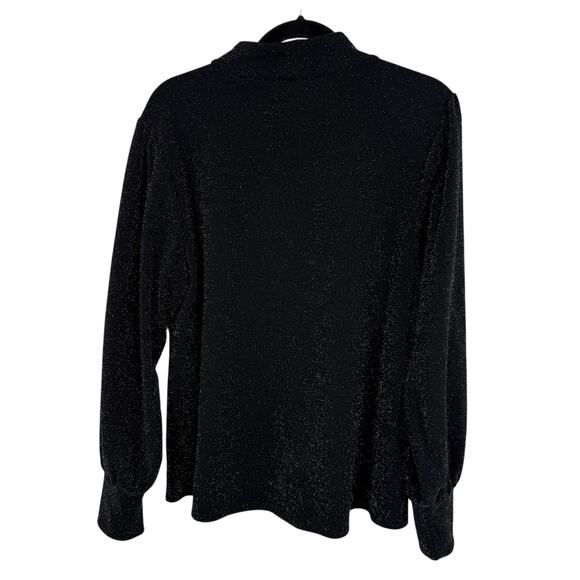 Maurices Shimmer High Neck Top size XL Black Sparkle Balloon Sleeves Pullover - Picture 2 of 10